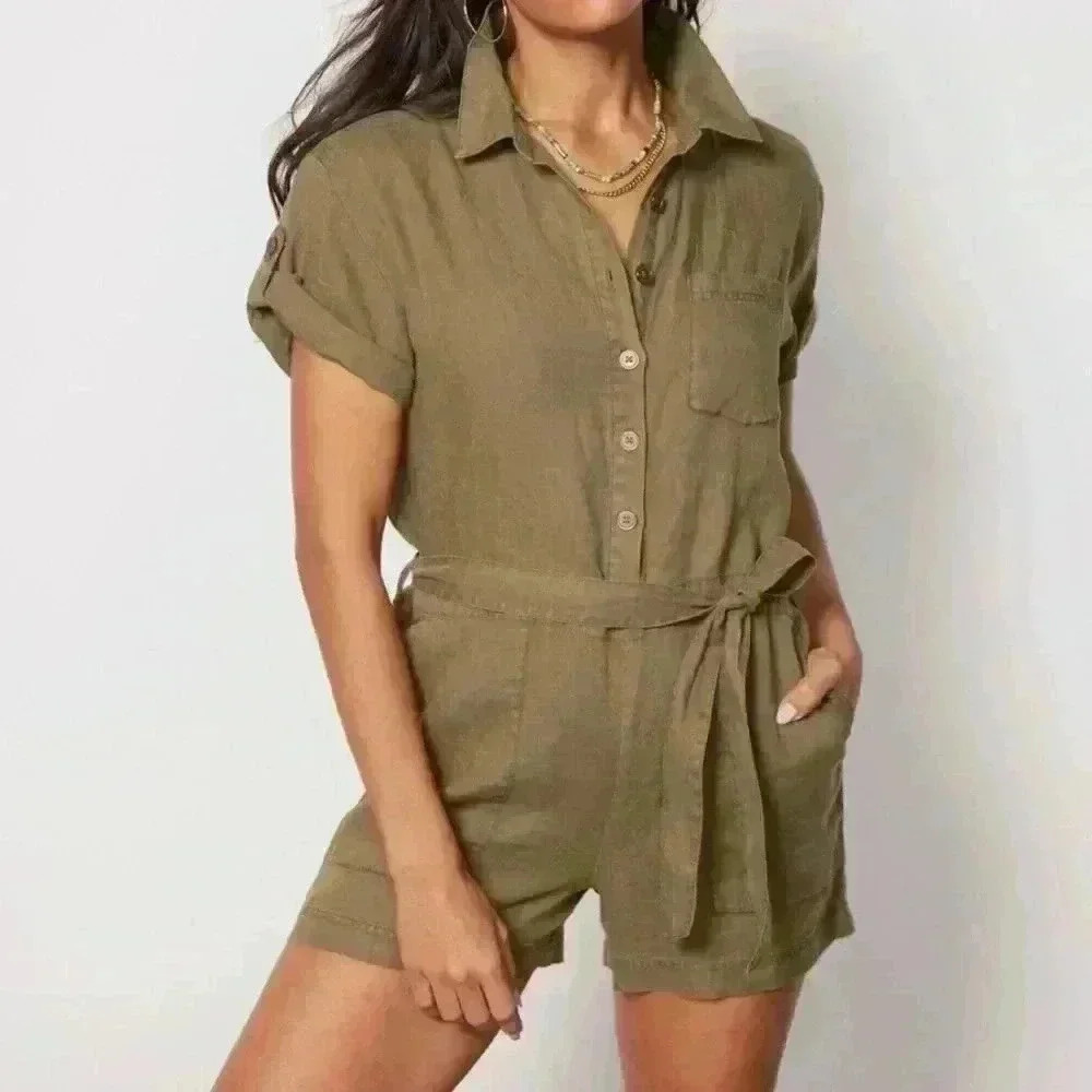 NWOT MICHAEL STARS Finn linen romper small